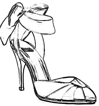 High heel with large bow coloring picture