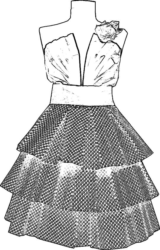 Kleurplaat van een jurk met stippen