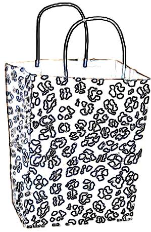 Shopping bag with leopard print coloring picture