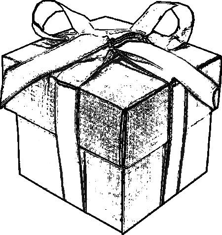 Square gift box with ribbon coloring picture
