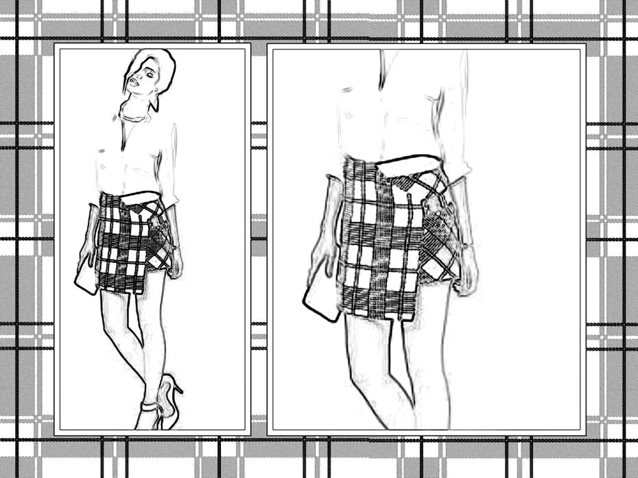 Plaid skirt fashion coloring picture
