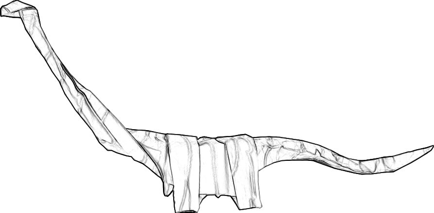 Colouring picture of an origami Seismosaurus Dino