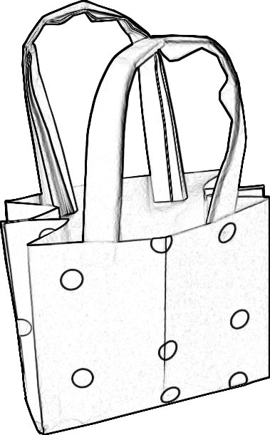 colouring picture of an origami polka dots shopping bag
