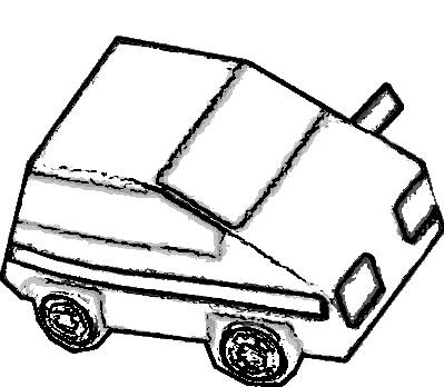 tekening van een boodschappenauto