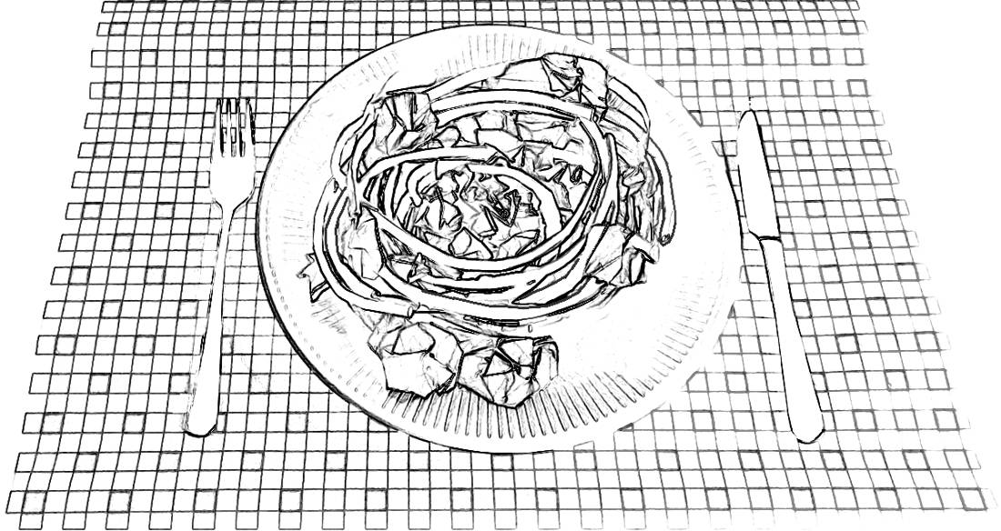Kleurplaat van een bord spaghetti
