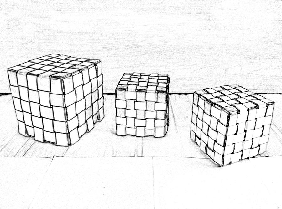 Woven cubes coloring page