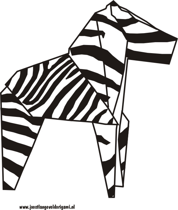origami kleurplaat, zebra