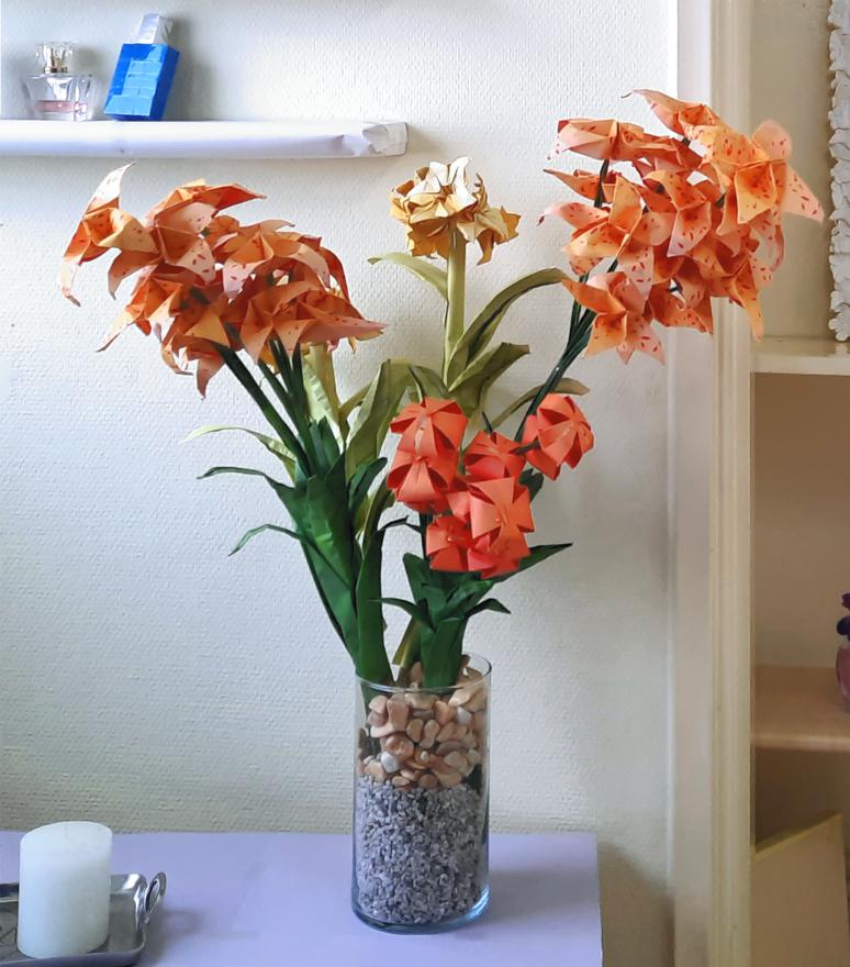 Origami Flowers in a Vase