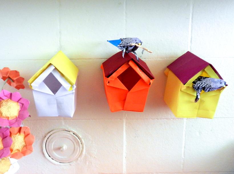 Origami birdhouses