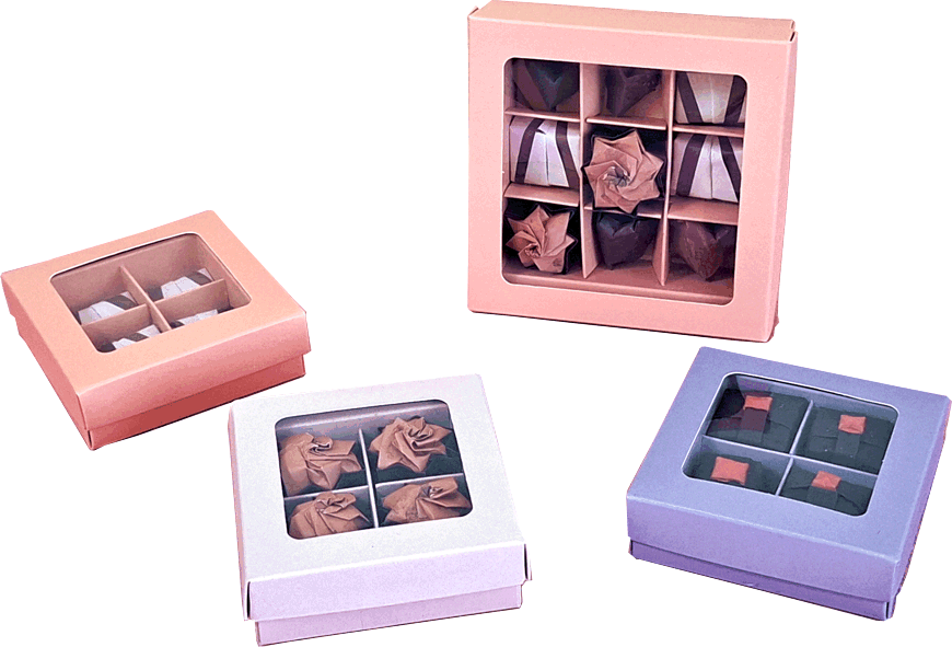 Bonbons in vierkante doosjes