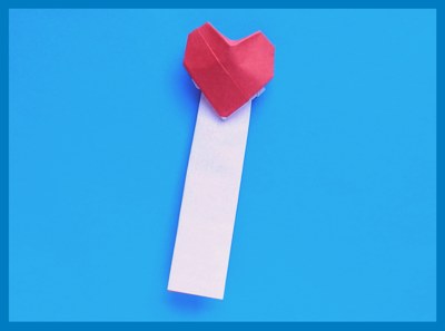 Origami heart bookmark