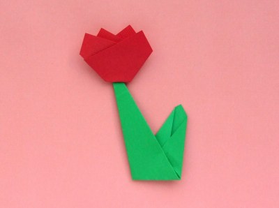 cute flat origami tulip