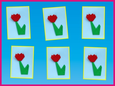 zelfgemaakte lente kaartjes met tulpen erop