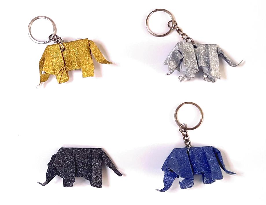 Origami Olifant sleutelhangers