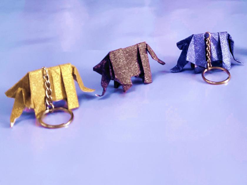 Origami Olifant Sleutelhangers