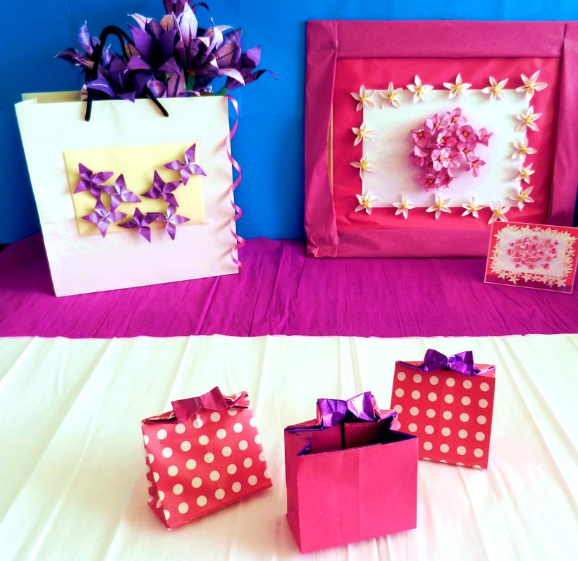 Origami gift bags with bow