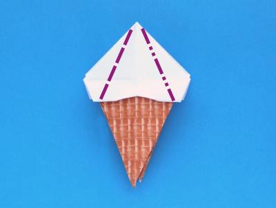 instructions for folding an origami ice cream