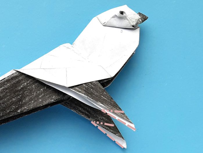 Origami Staartmees vogel vouwen