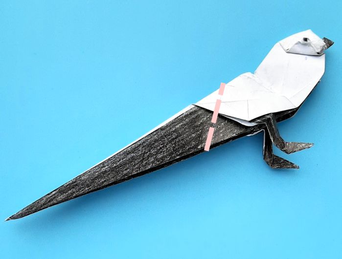 Origami Staartmees vogel vouwen