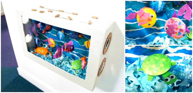 Aquarium in een kartonnen doos