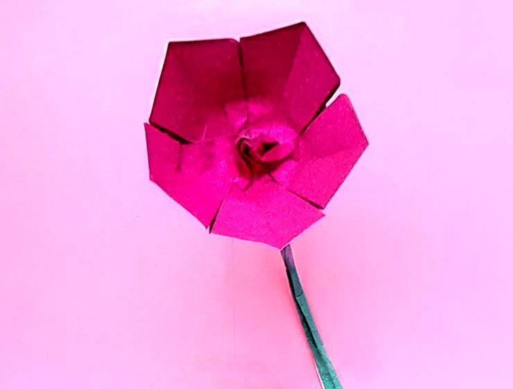Pink Glitter Origami Flower