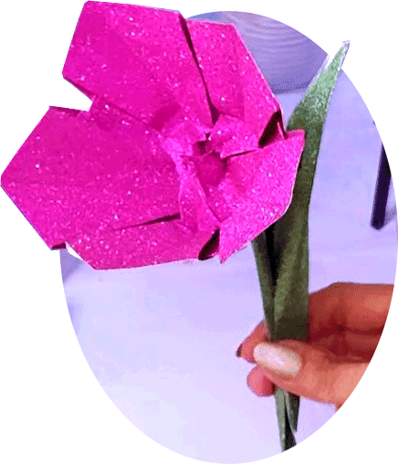 Pink Paper Glitter Flower