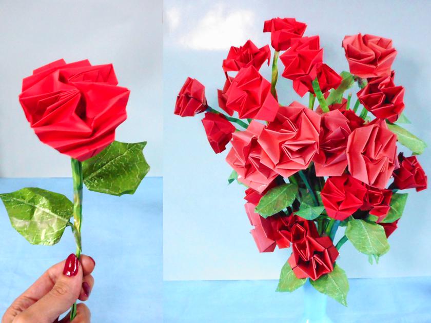 DIY Origami Paper Flower Bouquet - DIY Tutorials  Easy origami flower,  Folded paper flowers, Paper origami flowers