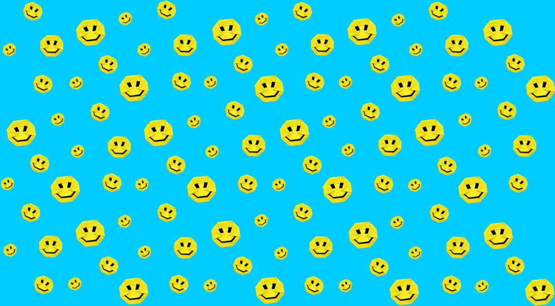 Smiley pattern on a blue background