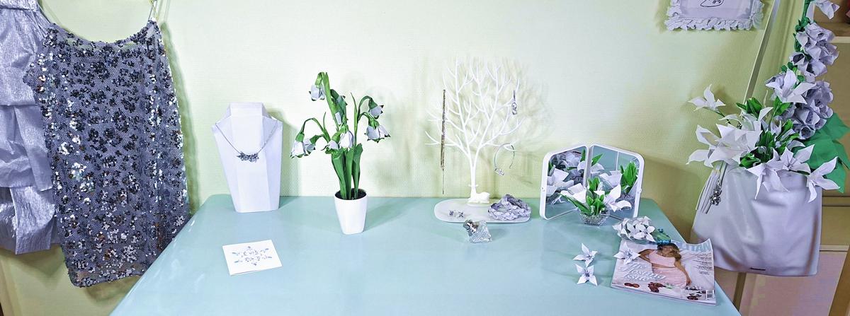 Interior with Origami Flowers Interior with Origami Flowers