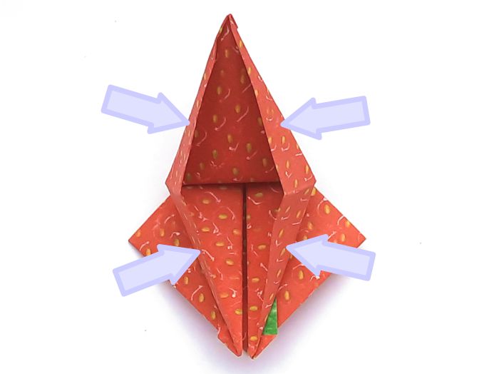 Origami aardbei maken