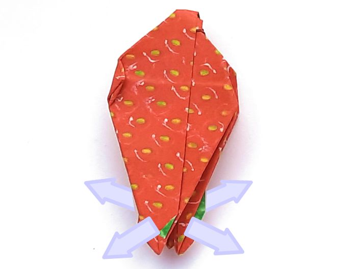 Origami aardbei maken