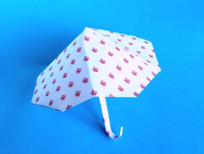 cute origami umbrella with a pink flower pattern