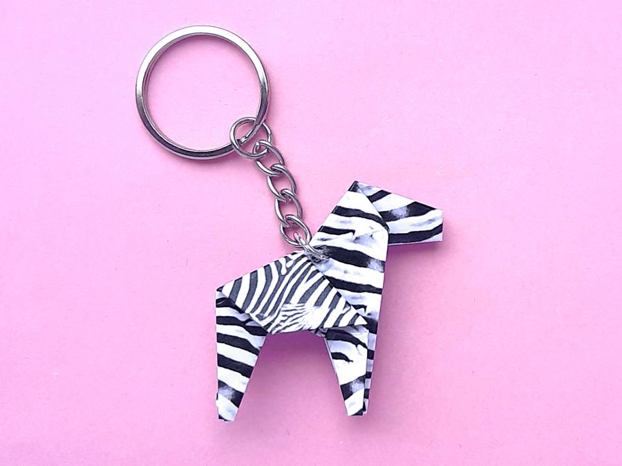 Origami Zebra Sleutelhanger