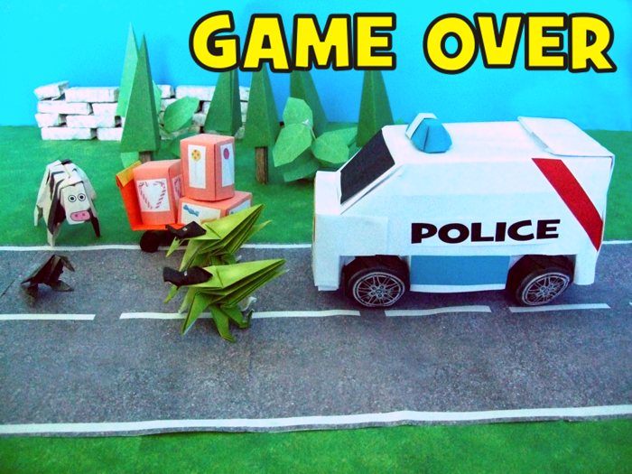 origami cops with a police car