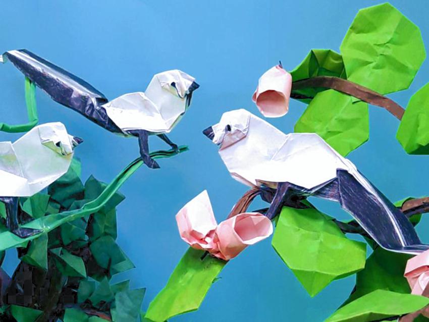 Origami Long Tailed Tit Birds