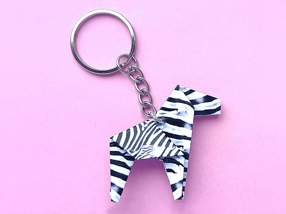 Origami Zebra Keychain