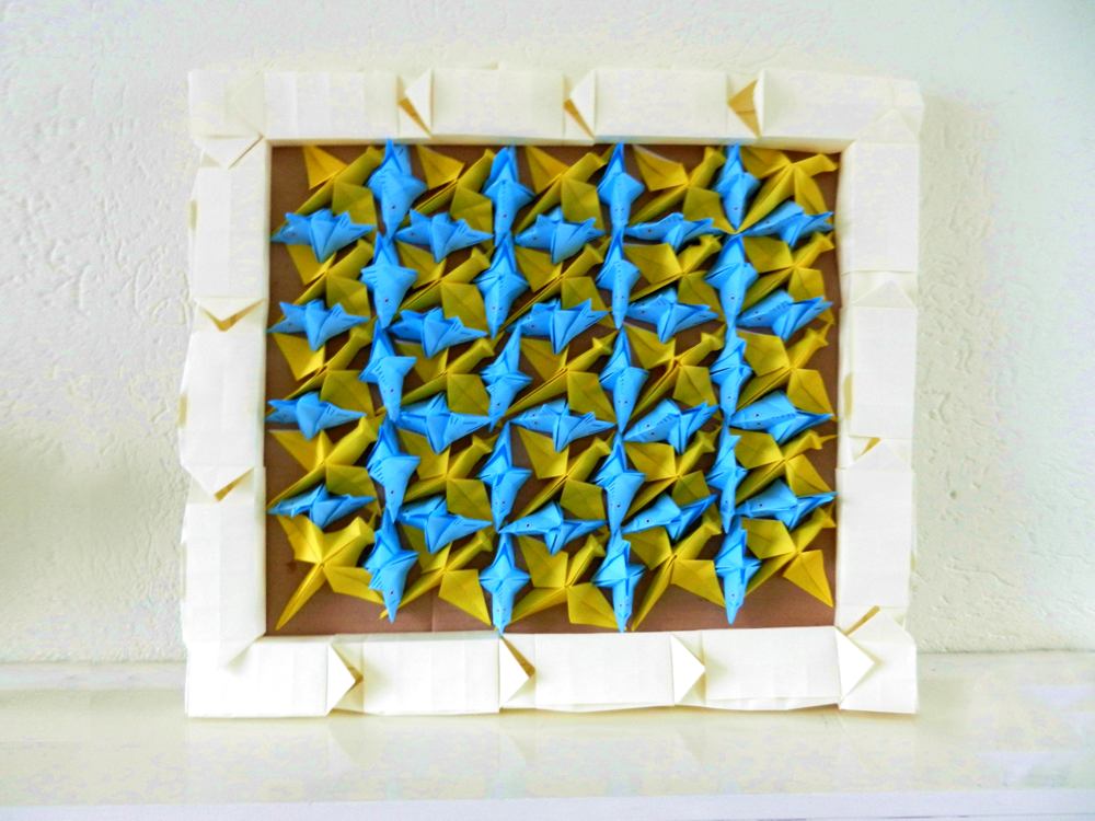 Printable card with an origami 3d jigsaw painting