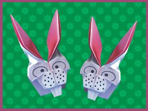 kaartje van twee grappige konijnen met grote tanden