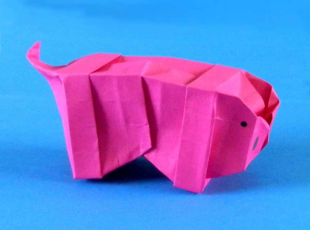 Printable card of an origami pig