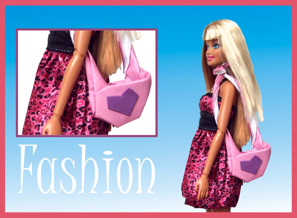 barbiekaartje met een hippe schoudertas