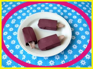 Cute card with origami chocolate popsicles