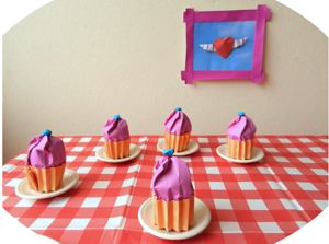 Card with tasty looking origami cupcakes
