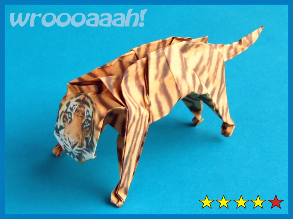 free printable card with a cool origami tiger