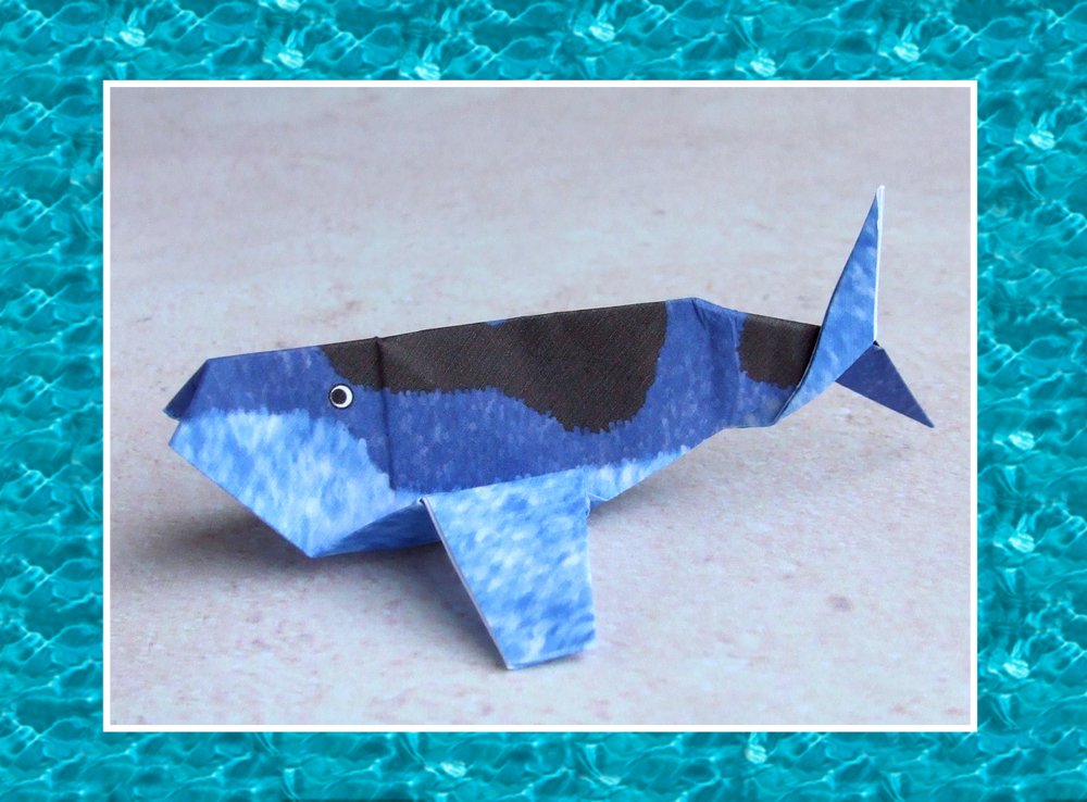free card with an origami whale
