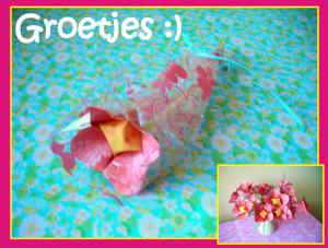 leuk kaartje van schattige roze bloemen