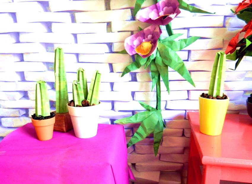 Kunstfoto met cactussen van papier