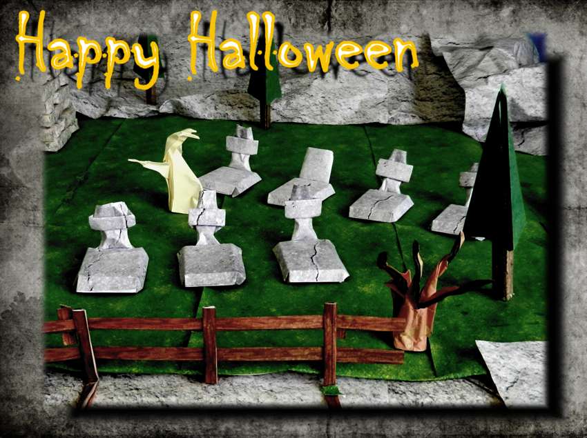 Halloween kaartje van een begraafplaats