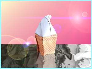 Card with an origami soft ice cream