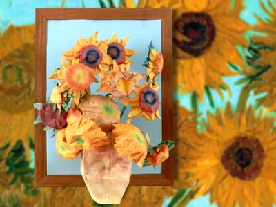 Origami van Gogh zonnebloemen