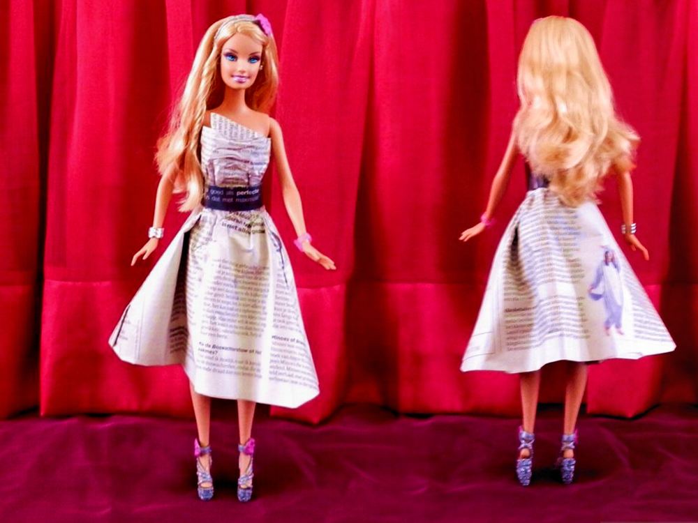 Barbie newspaper Origami dress